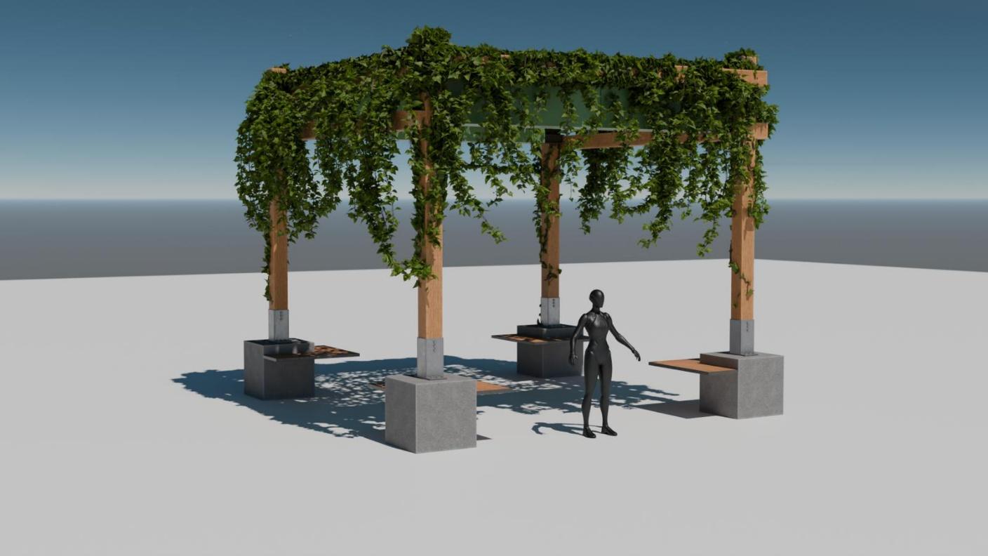 3D-Render der CityRoots Klimainsel